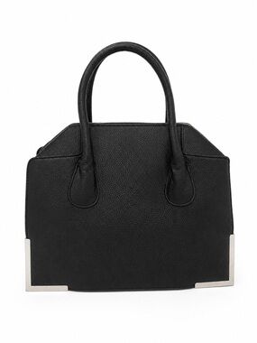 H&M Black Structured Satchel with Metal Corner Accents